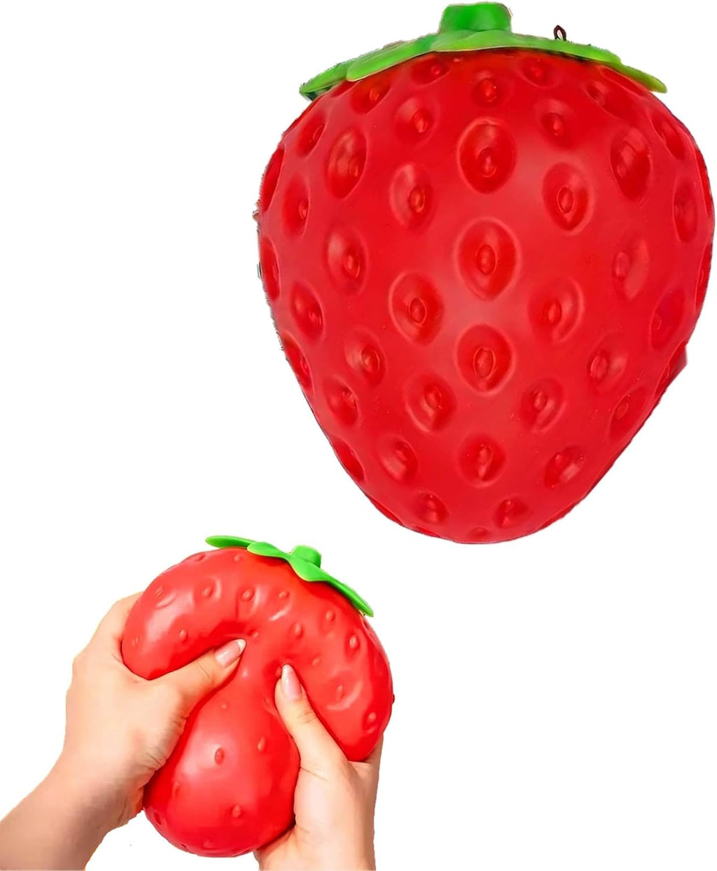 Giant Strawberry Squishy 5.9In, Slow Rising Stress Ball, Big Strawberry Squeeze Toy for Adults Kids, Soft Fruit Fidget Toy Anxiety Relief, Sensory Squishy Desk Decor (1Pcs)