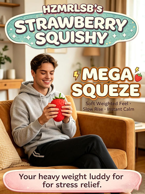 Giant Strawberry Squishy 5.9In, Slow Rising Stress Ball, Big Strawberry Squeeze Toy for Adults Kids, Soft Fruit Fidget Toy Anxiety Relief, Sensory Squishy Desk Decor (1Pcs)