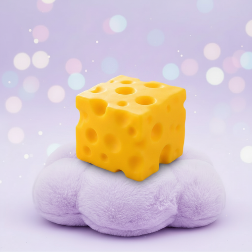 Cheese Squishy Toy, Approx. 4 Inch Large Slow-Rise Cheese Cube Squishy, Soft Squeezable Fidget Toy, Funny Stress Relief Desk Toy, Gift for Kids Teens Adults