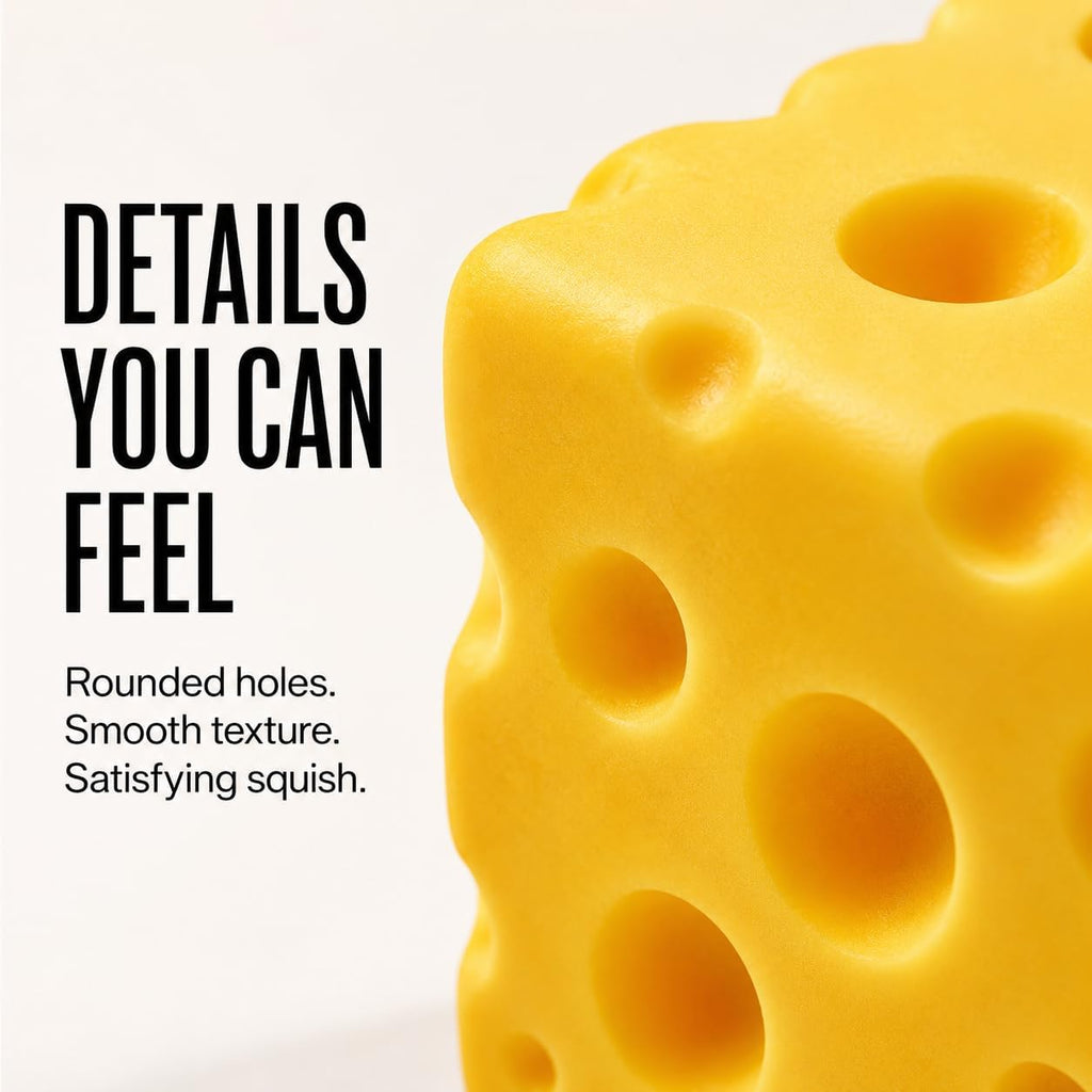 Cheese Squishy Toy, Approx. 4 Inch Large Slow-Rise Cheese Cube Squishy, Soft Squeezable Fidget Toy, Funny Stress Relief Desk Toy, Gift for Kids Teens Adults